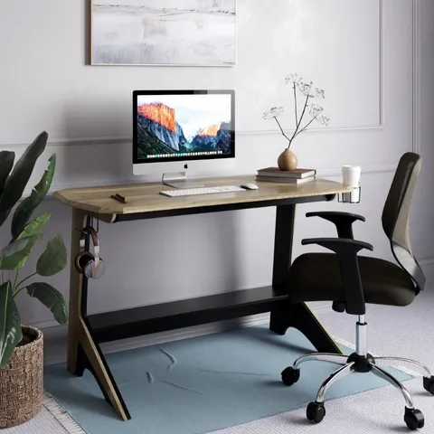 BOXED ALPHASON JERSEY AW3609 DESK - BLACK & OAK (1 BOX)