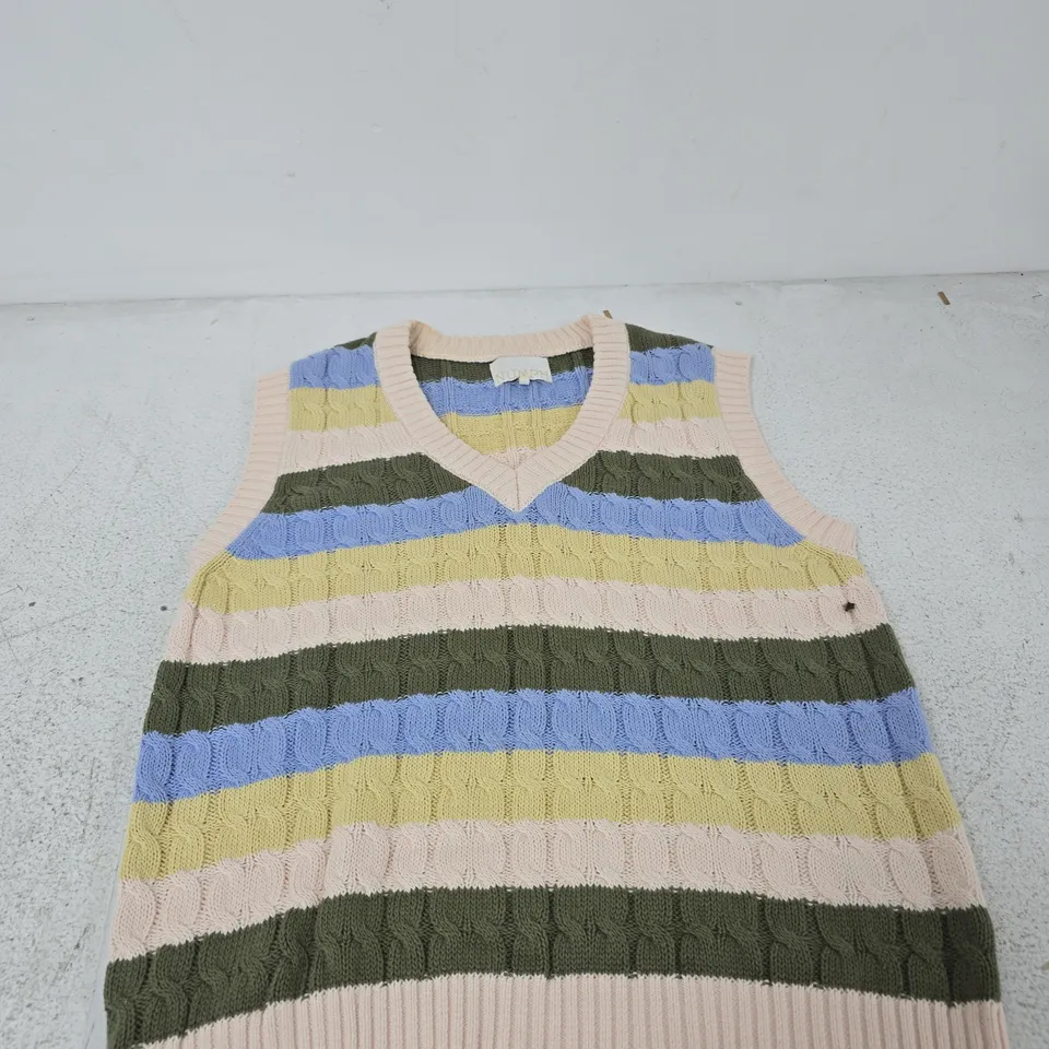 NUMPH STRIPED KNIT SLEEVELESS VEST – UK SIZE S