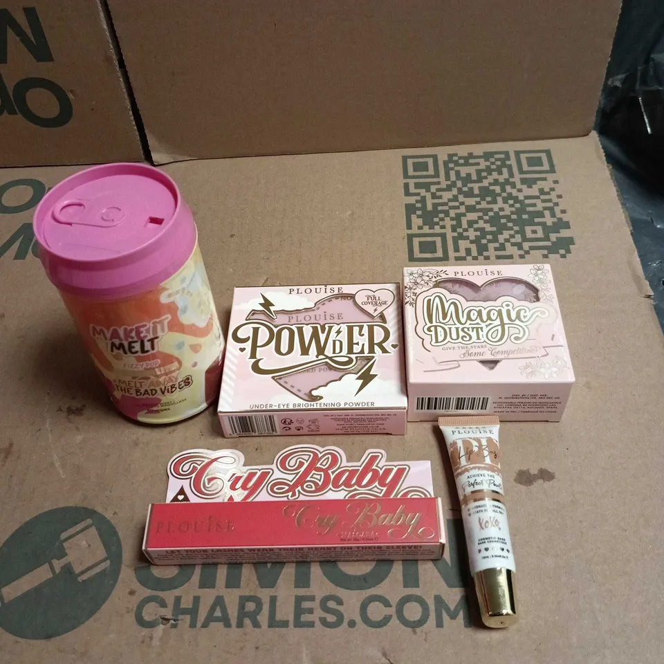 PLOUISE ASSORTED 5 ITEM SET TO INCLUDE FIZZY POP MAKE MAKE UP REMOVER WIPES, CRY BABY MASCARA ETC