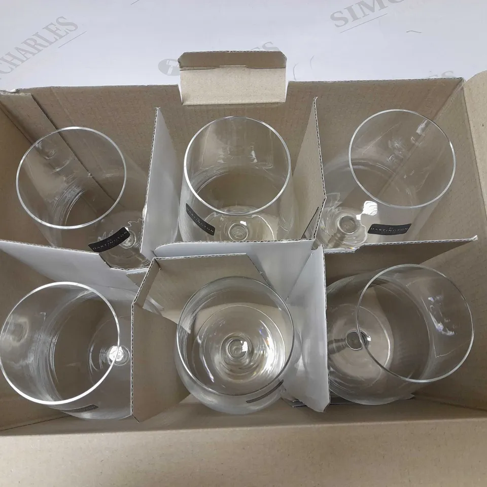 BOXED 6 DARTINGTON CRYSTAL SIMPLICITY RED WINE GLASSES