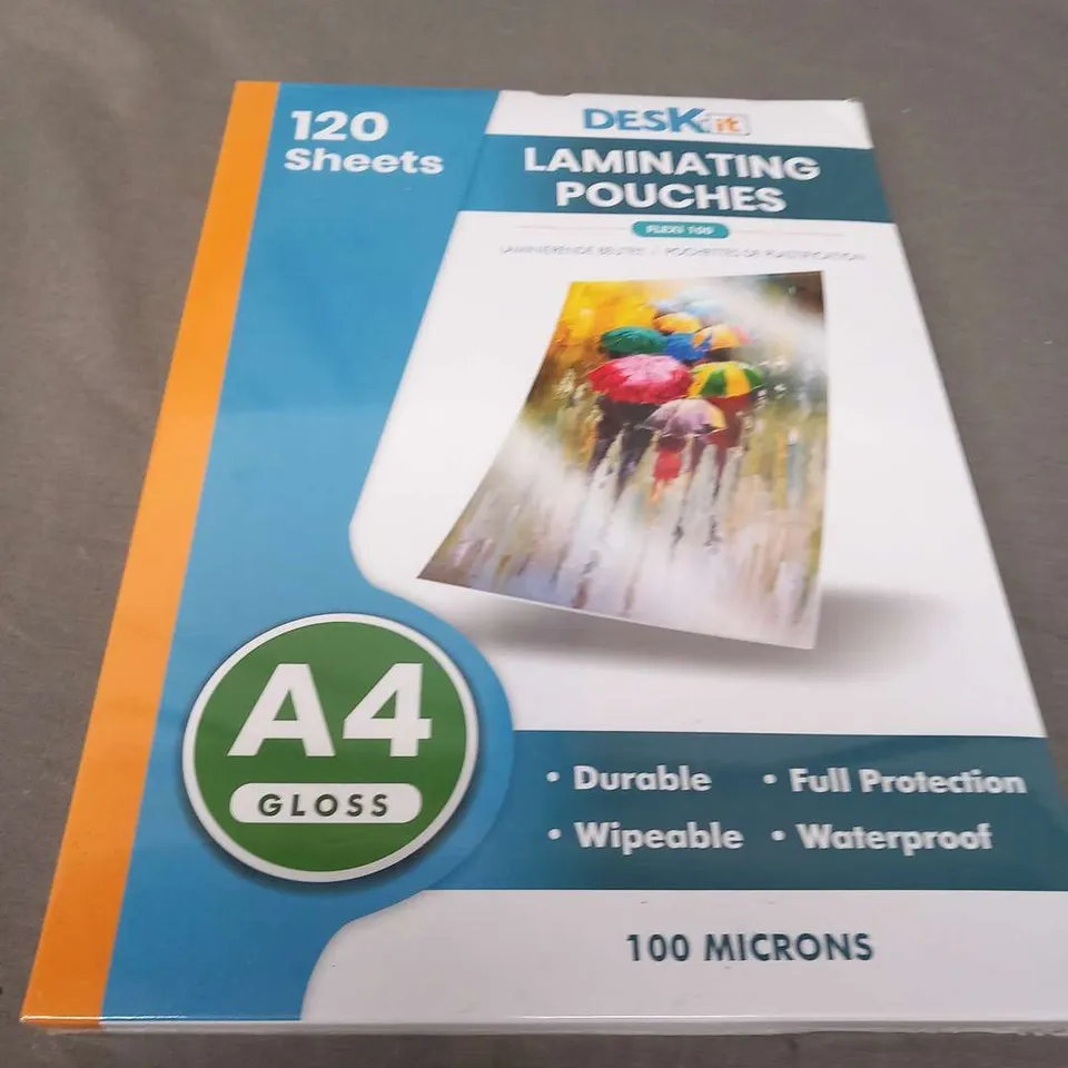 THREE PACKS OF DESK IT LAMINATING POUCHES A4 120 SHEETS