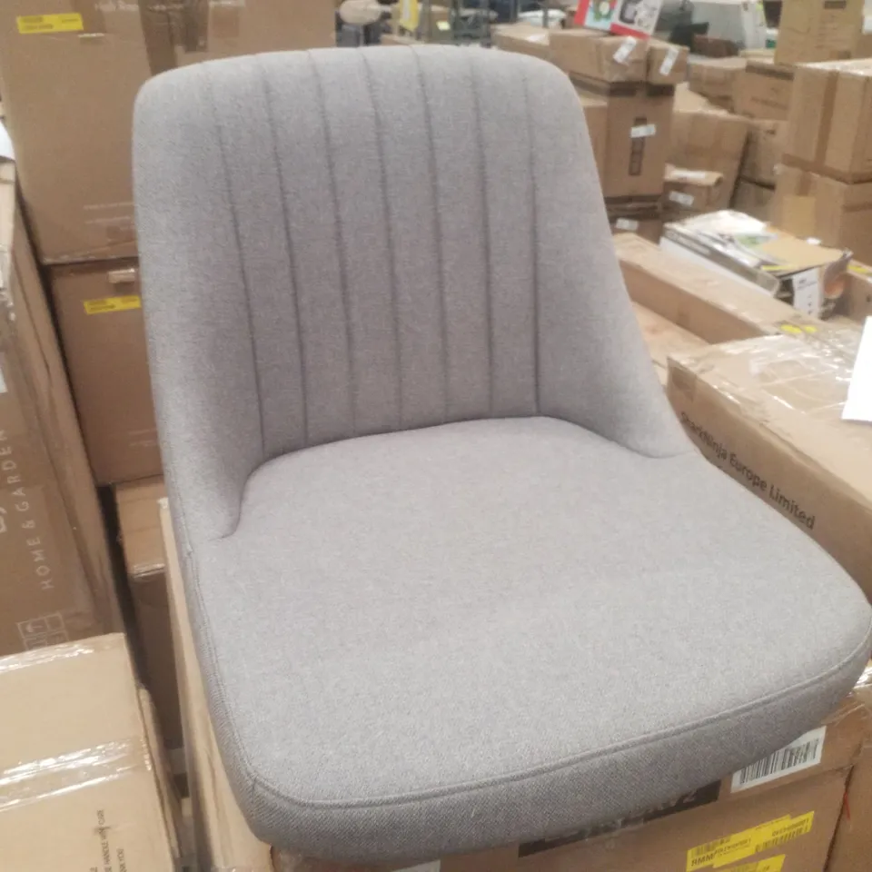 BOXED SET OF 2 GREY FABRIC DINING CHAIRS
