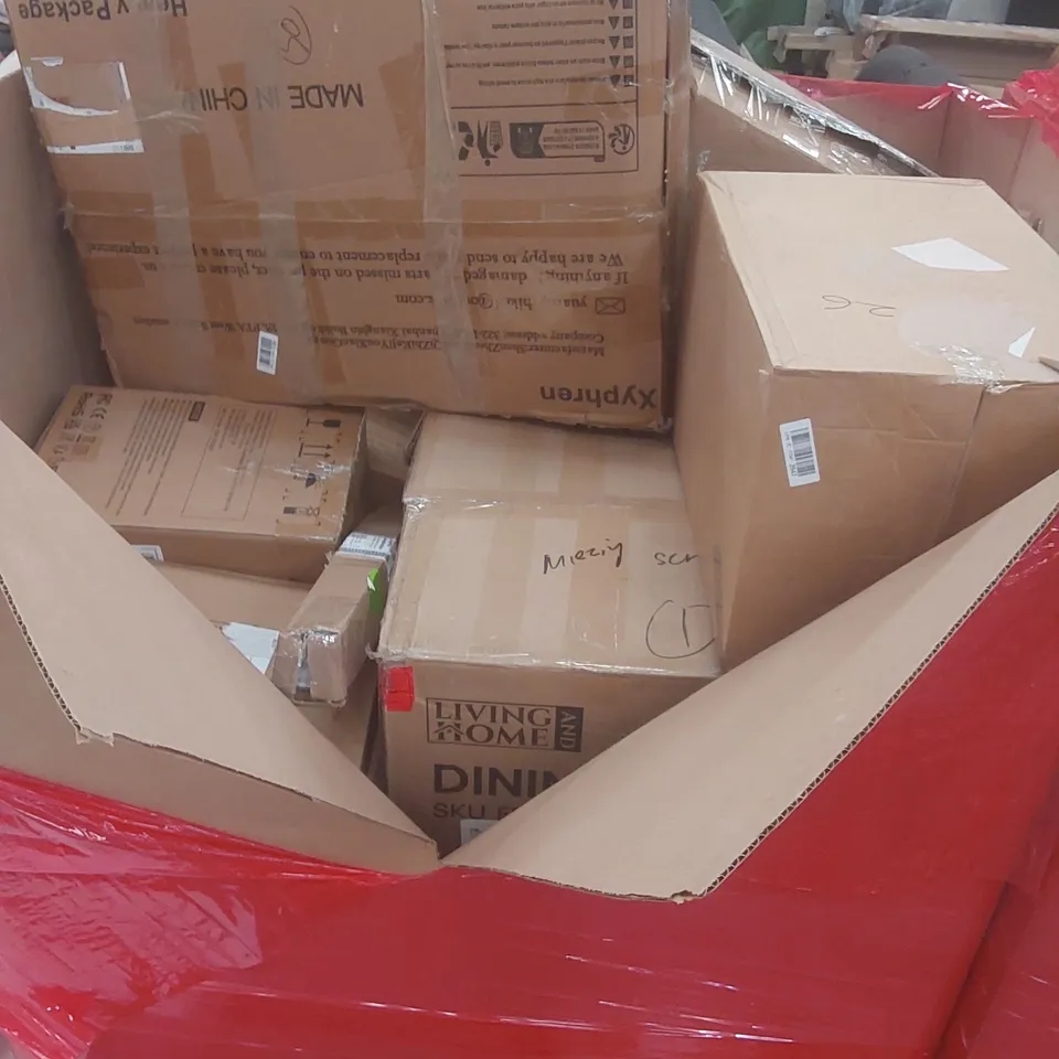 PALLET OF ASSORTED PRODUCTS AND ITEMS TO INCLUDE:AIR COOLER,SAFELY WALKER,DINING CHAIR.