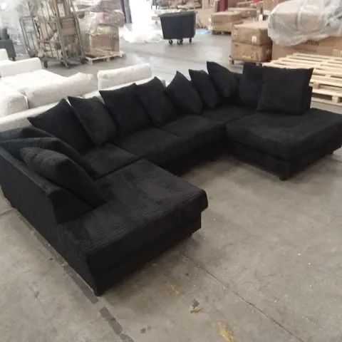 DESIGNER LARGER FABRIC U-SHAPED SOFA - BLACK FABRIC