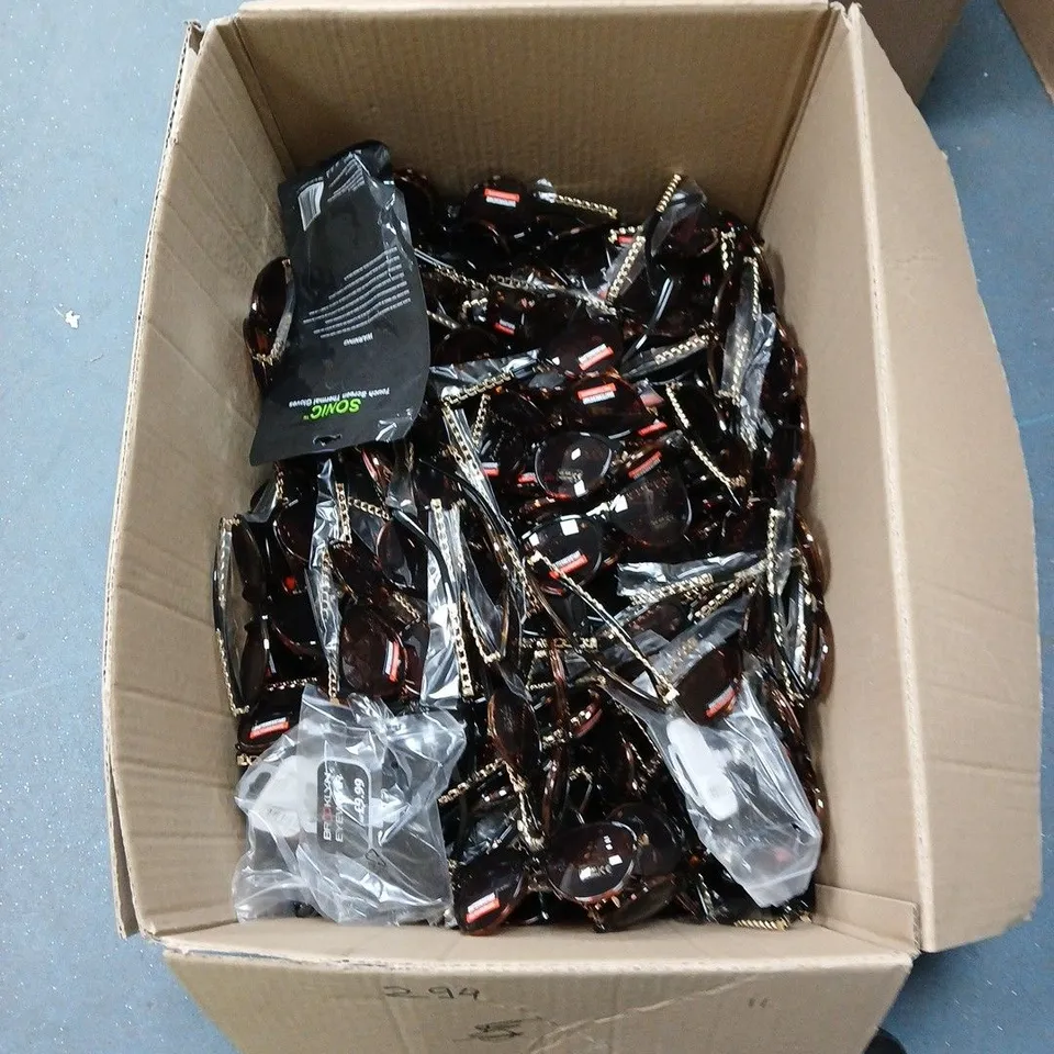 BOX OF APPROXIMATELY 150 SHATTER RESISTANT SUNGLASSES