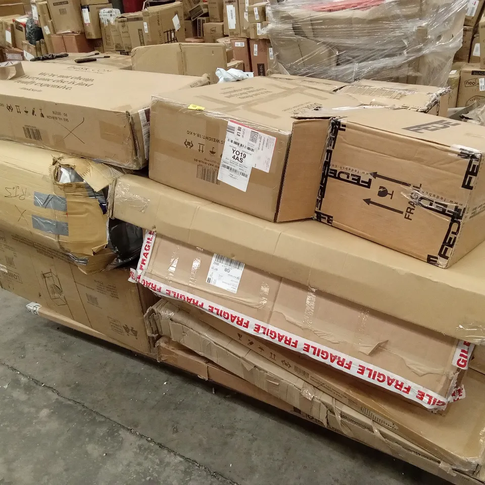 PALLET OF ASSORTED INCOMPLETE FURNITURE PARTS AND PIECES