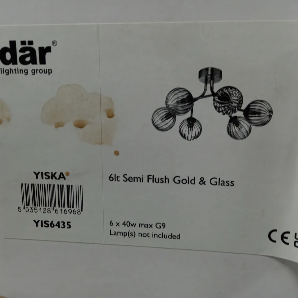 DAR YIS6435 YISKA 6 LIGHT SEMI FLUSH CEILING LIGHT IN GOLD