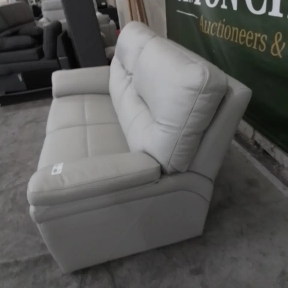 DESIGNER G PLAN MADE SEATTLE OXFORD LIGHT GREY LEATHER TWO SEATER SOFA