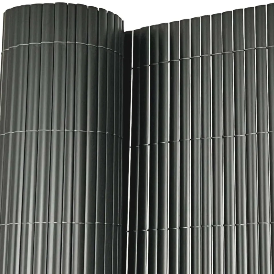 BOXED 4845 1M X 5M GREY PVC OUTDOOR GARDEN FENCING PRIVACY SCREEN ROLL