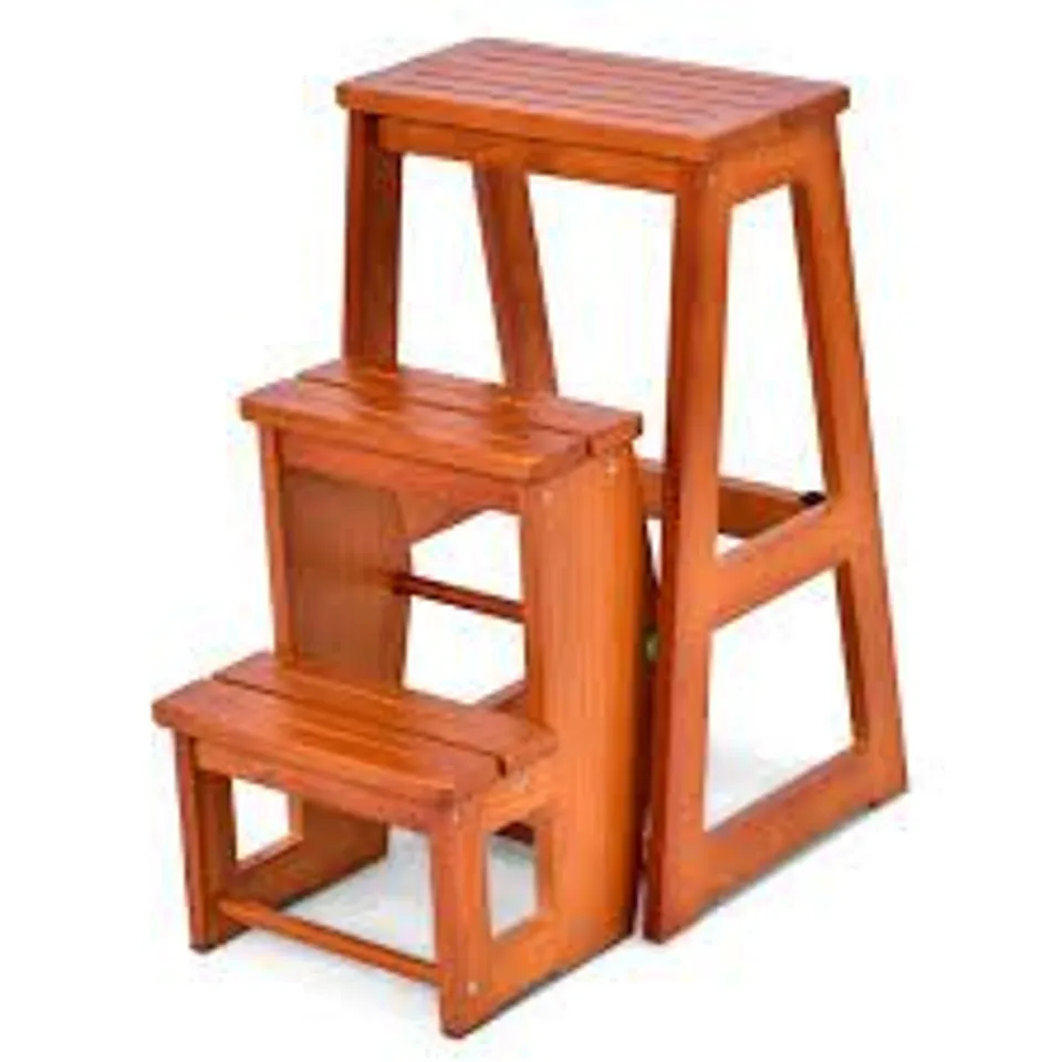 BOXED 3-STEP WOOD STEP STOOL