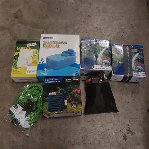 PALLET CONTAINING A LARGE QUANTITY OF ASSORTED HOSE PIPES, POOL INFLATABLES ECT