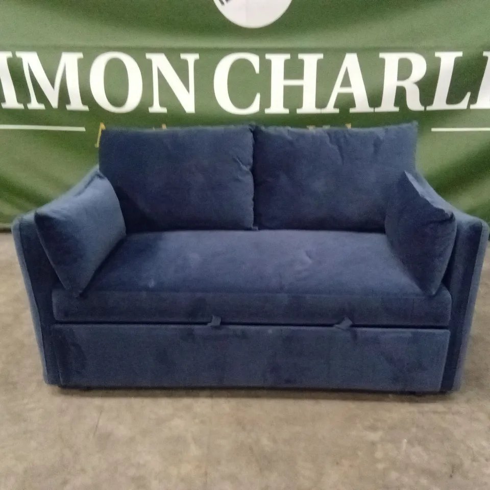 QUALITY DESIGNER SOLACE+CO SOFA BED - BLUE VELVET