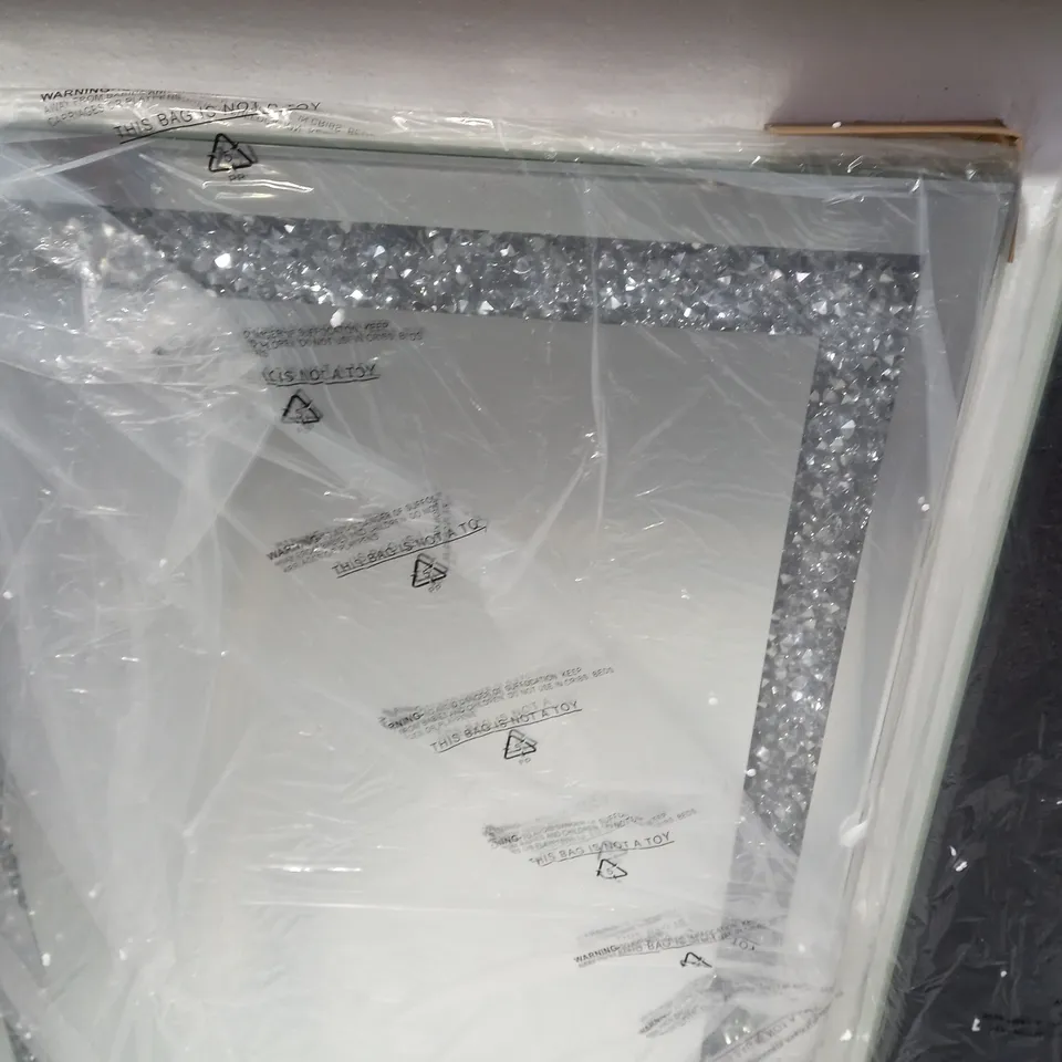 JM BY JULIEN MACDONALD LARGE ENCAPSULATED CRYSTAL LIGHT UP TABLE MIRROR - COLLECTION ONLY