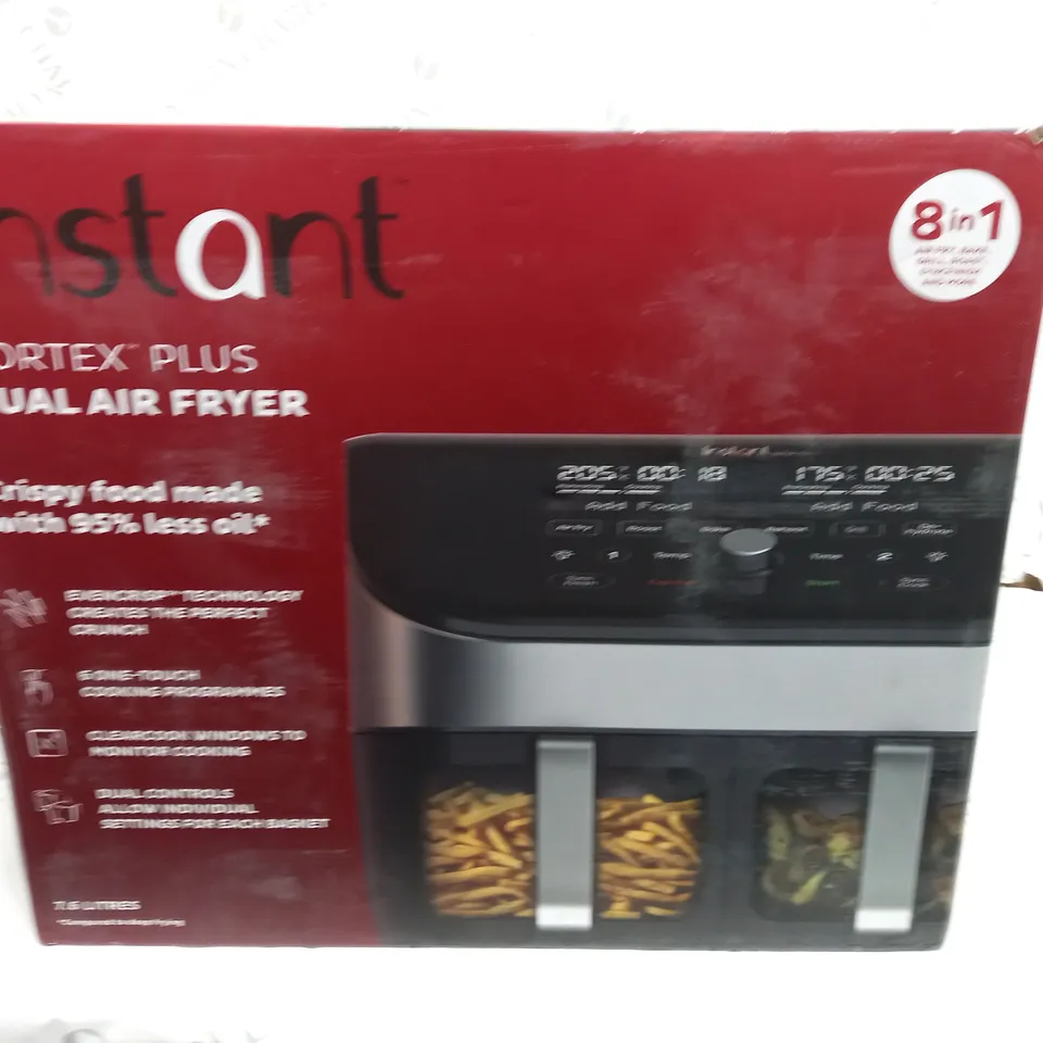 BOXED INSTANT VORTEX 8 IN 1 DUAL AIR FRYER 7.6