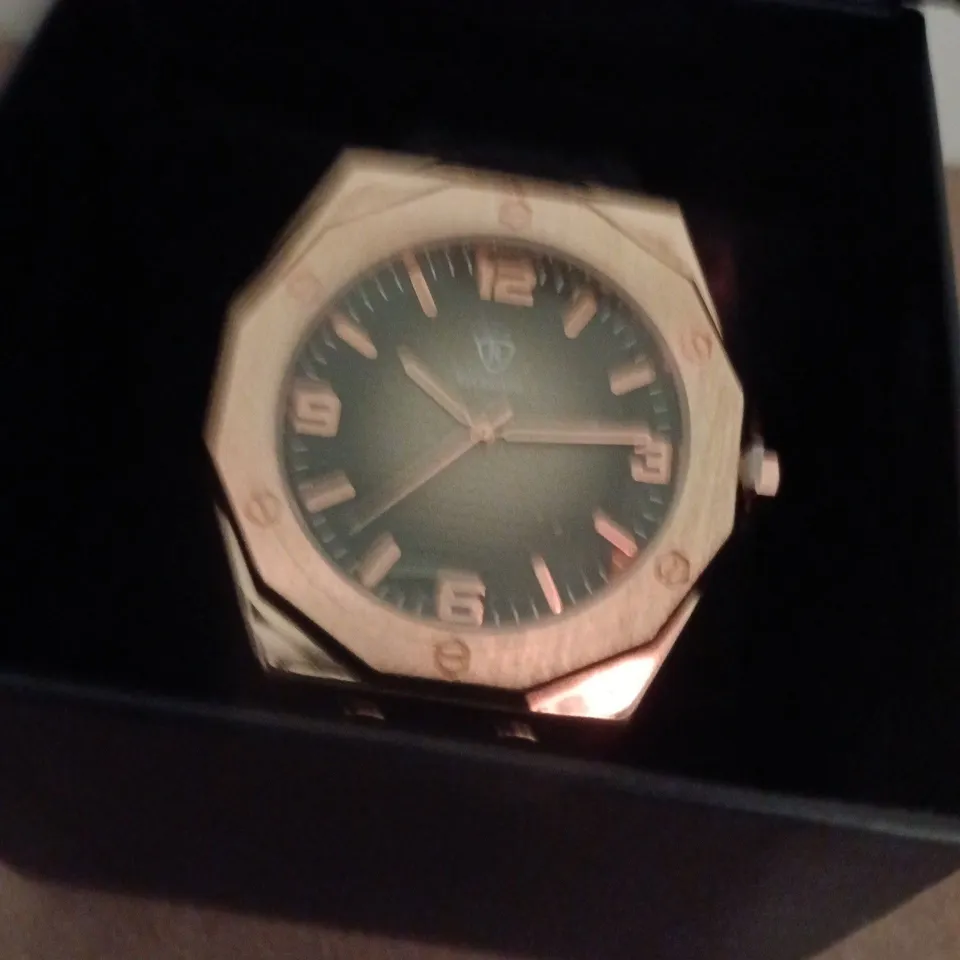RUCKSTUHL ROSE GOLD COLOUR WRISTWATCH WITH RUBBER STRAP