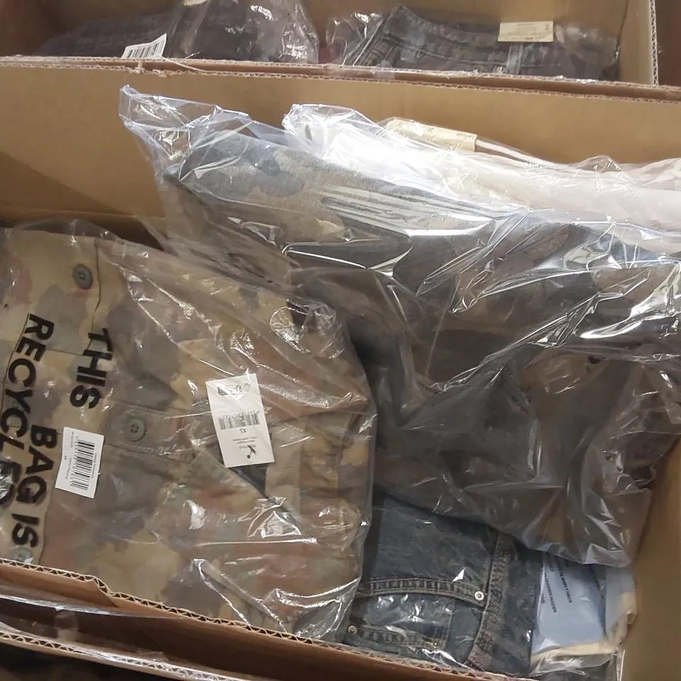 PALLET CONTAINING A LARGE QUANTITY OF BRAND NEW ASSORTED PRODUCTS INCLUDING: JEANS, JUMPERS, BIKINIS, SHIRTS, PARKA COAT ECT