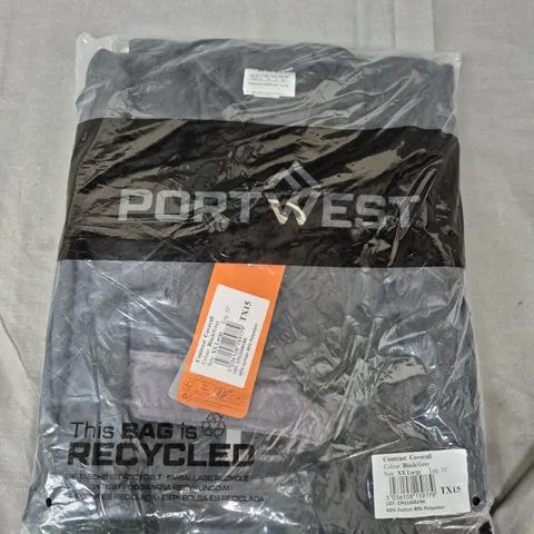 BAGGED PORTWEST CONTRAST COVERALL IN BLACK/GREY - XXL