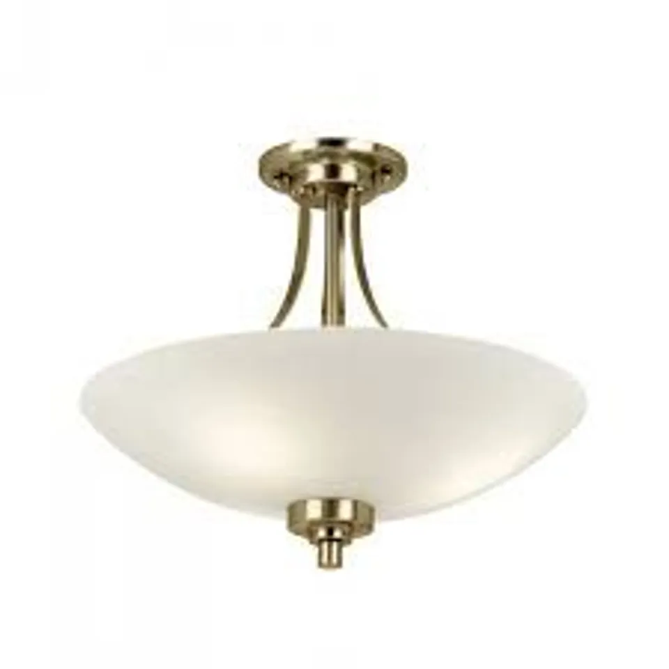 BOXED ENDON 3 LIGHT SEMI FLUSH FITTING ANTIQUE BRASS
