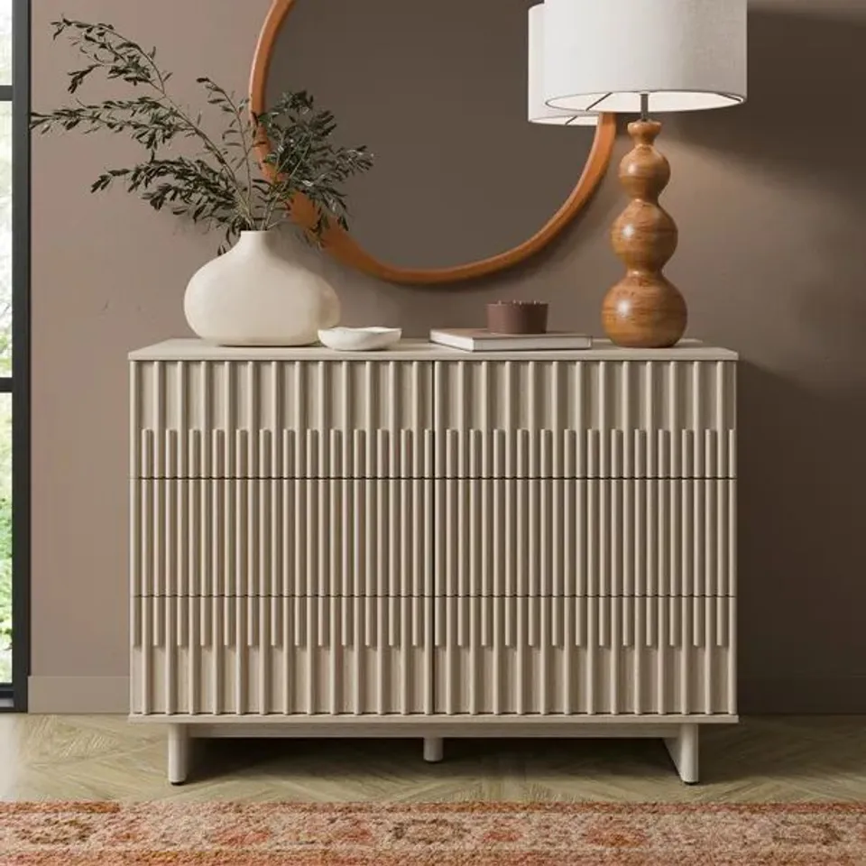 BOXED TAHLIA 6 DRAWER CHEST - WHITEWASHED EFFECT (2 BOXES)