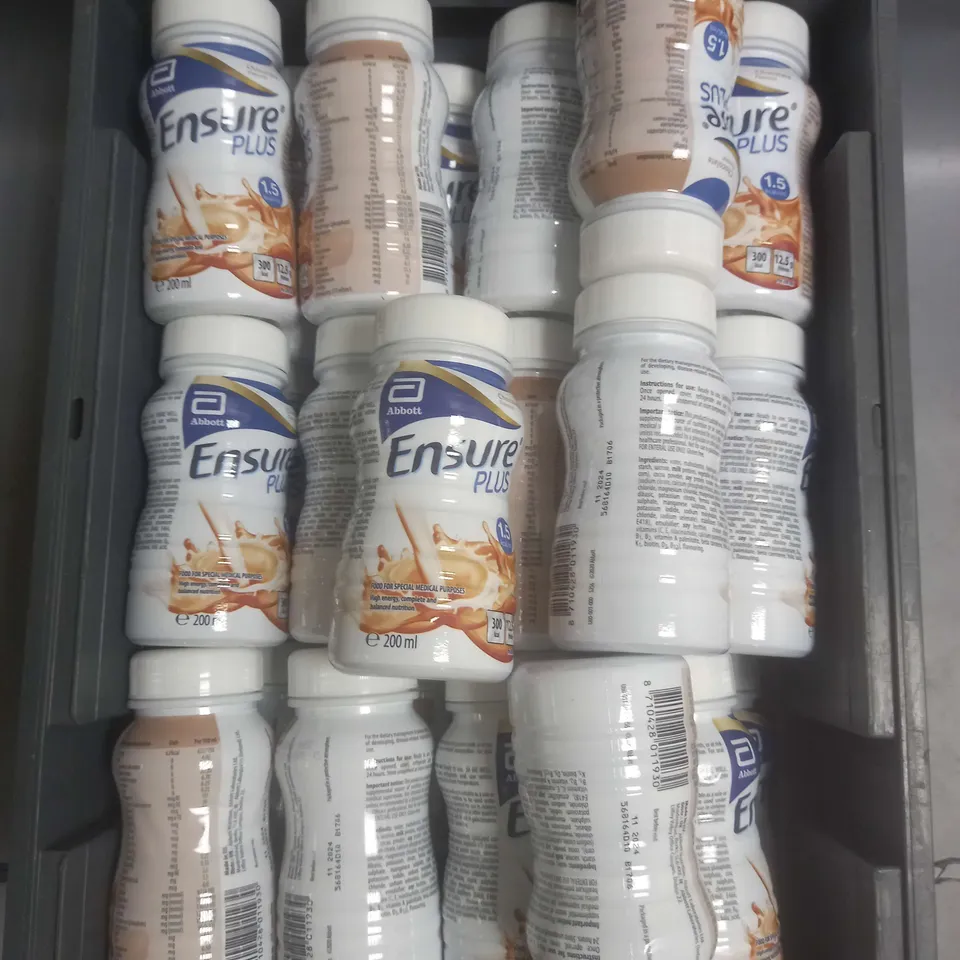 TOTE OF APPROXIMATELY 40 ENSURE PLUS NUTRITION DRINKS IN CHOCOLATE FLAVOUR