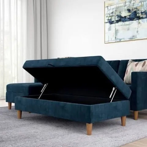 BOXED DOREL OTTOMAN BLUE CHENILLE HARTFORD STORAGE OTTOMAN