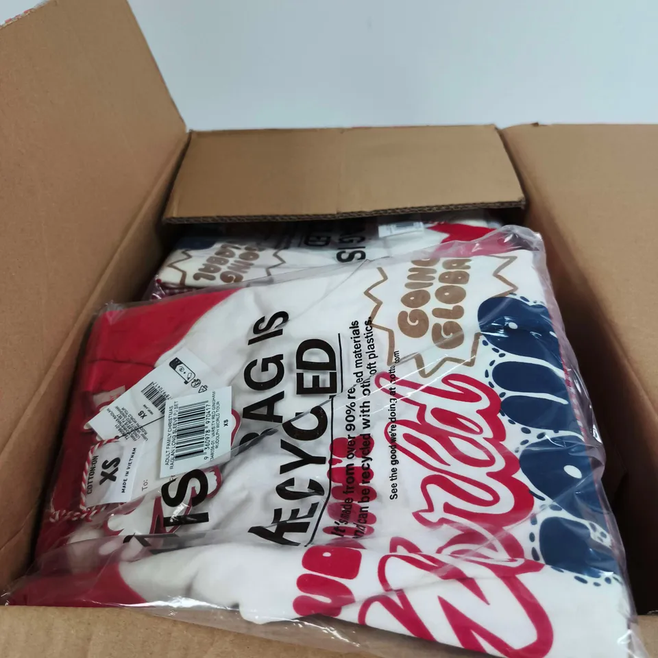BOX OF APPROXIMATELY 22 LONG SLEEVE CHRISTMAS PJ SET EXTRA SMALL