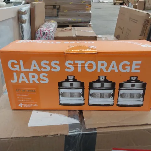 BOXED 3 PIECE GLASS STORAGE JARS FOR TEAM, COFFEE AND SUGAR