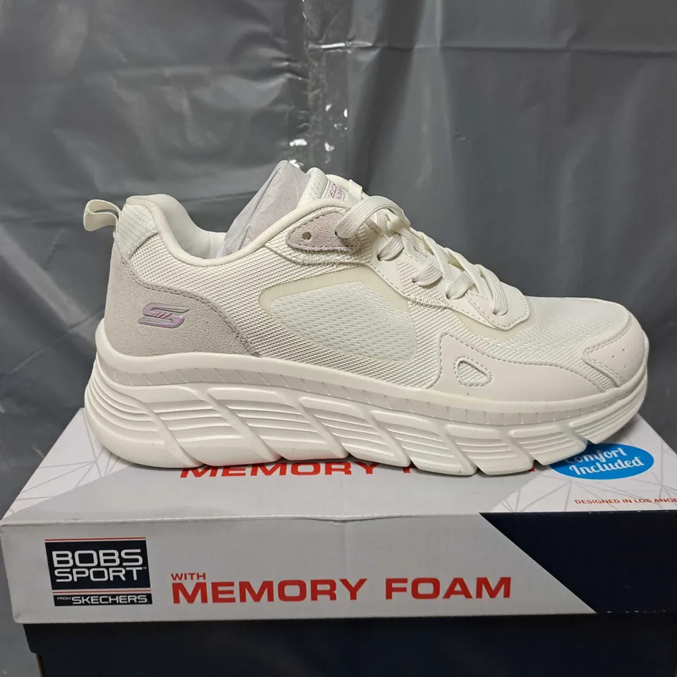 BOXED PAIR OF SKETCHERS BOBS SPORT TRAINERS IN WHITE - SIZE 6