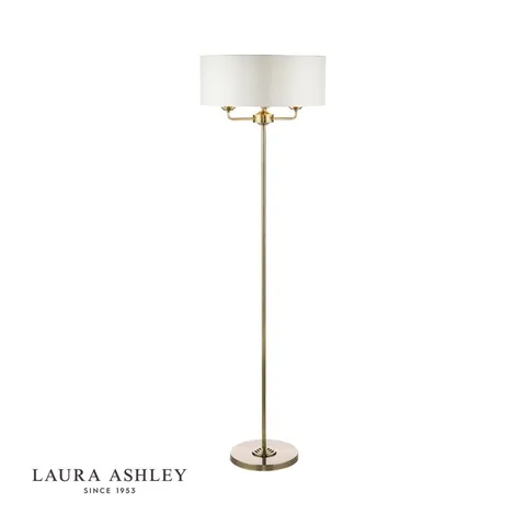 LAURA ASHLEY SORRENTO 3LT FLOOR LAMP, COLOUR SATIN, NICKEL, NATURAL