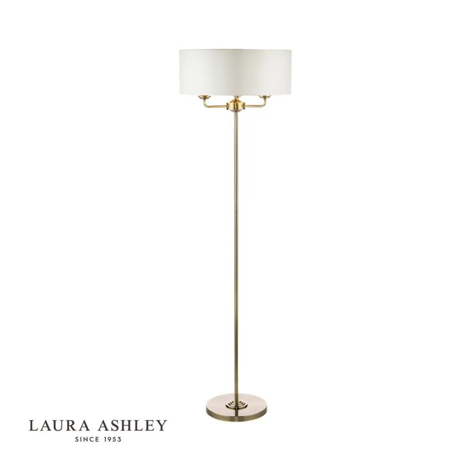 LAURA ASHLEY SORRENTO 3LT FLOOR LAMP, COLOUR SATIN, NICKEL, NATURAL