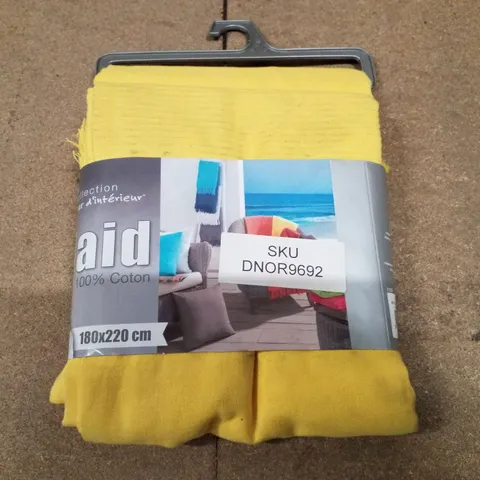 FRINGED SOFA THROW 180×220CM WOVEN COTTON LANA YELLOW  