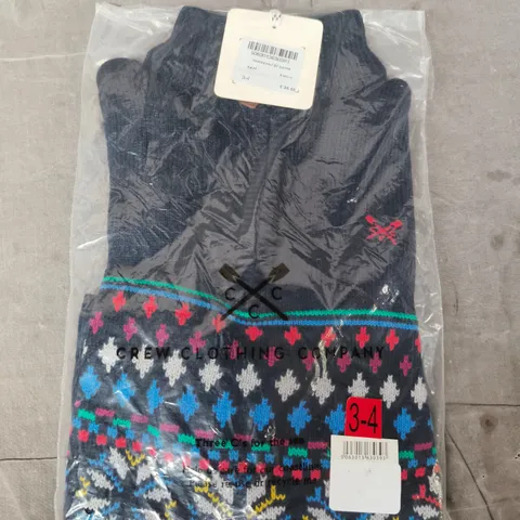 BAGGED CREW CLOTHING COMPANY FAIRISLE HALF ZIP JUMPER IN NAVY SIZE 3-4