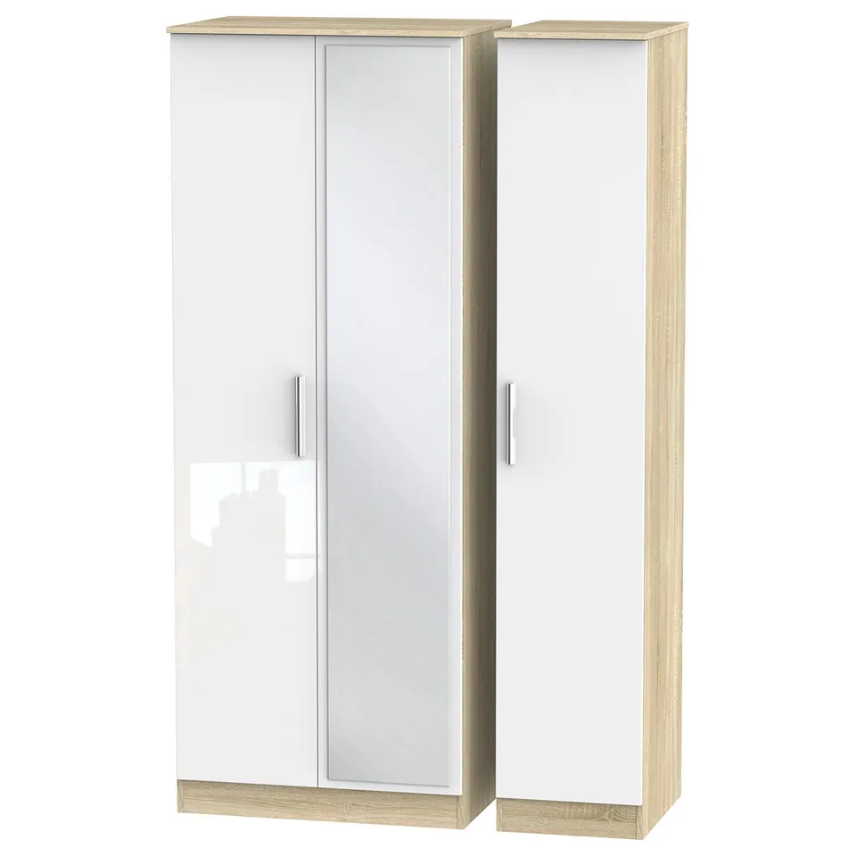 DESIGNER ahf - left hand facing door for coda 3 door centre mirrored wardrobe (oak/white gloss)