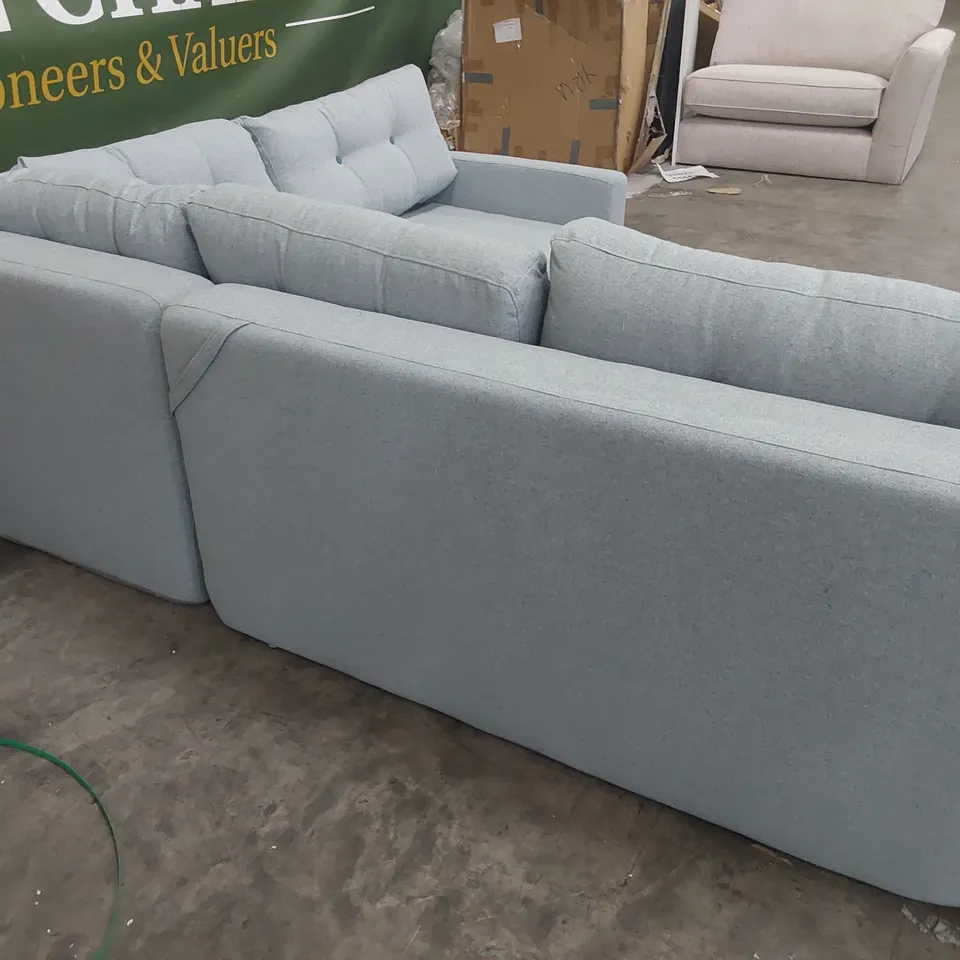 DESIGNER CORNER GROUP WITH FOLD OUR BED DUCK EGG BLUE FABRIC 