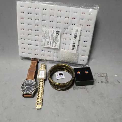 APPROXIMATELY 16 ASSORTED JEWELLERY ITEMS TO INCLUDE - WAT H , BANGLE , EARRINGS ETC