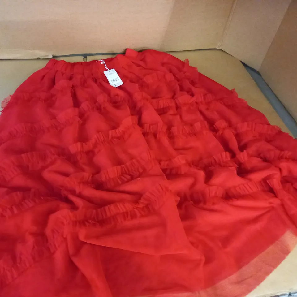 BODEN RED TIERED MAXI SKIRT - UK 12