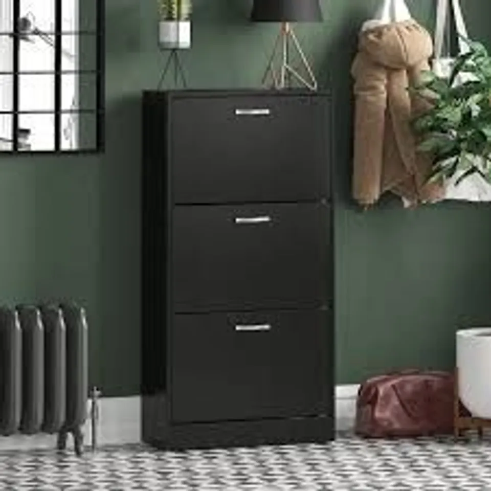 BOXED VIDA 3 DRAWER SHOE CABINET - BLACK (1 BOX)