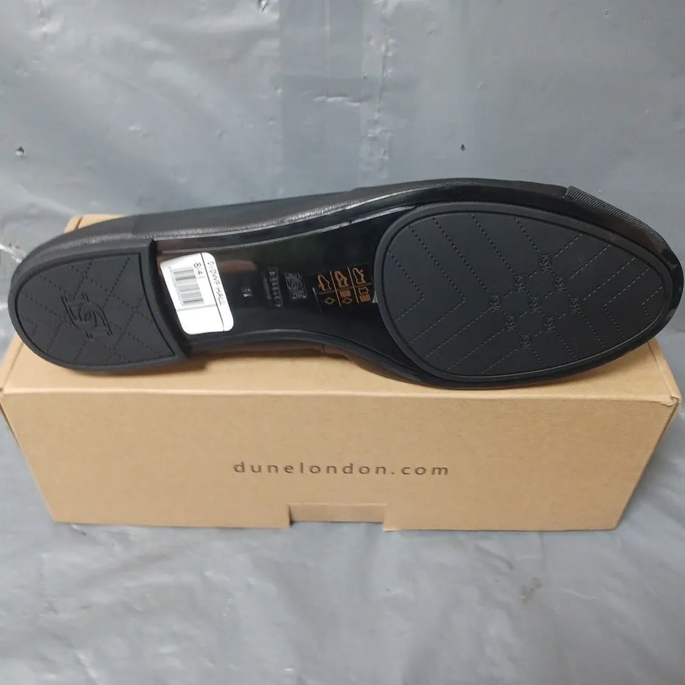 BOXED DUNE BLACK LETHER CHARM TRIM BALLET SHOES - SIZE 41