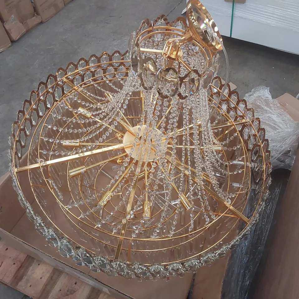 VERSAILLES CHANDELIER GOLD METAL & CRYSTAL