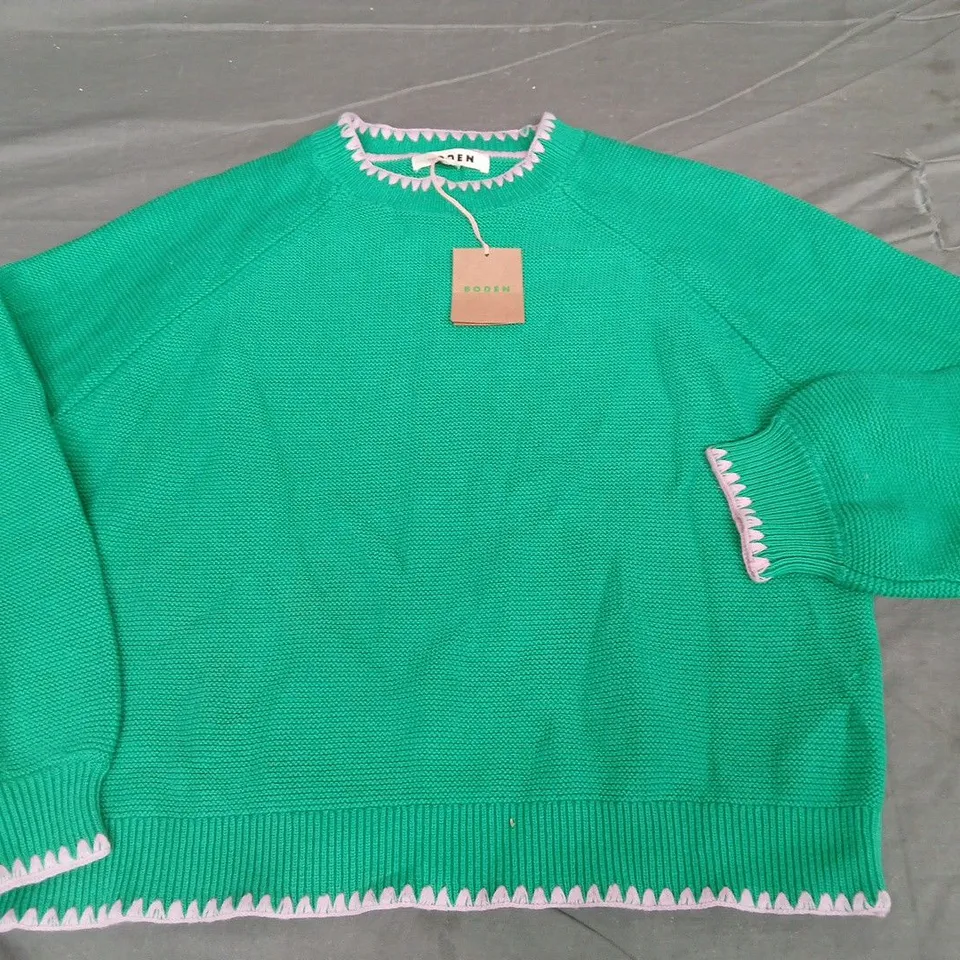 BODEN CREW NECK GREEN JUMPER - M
