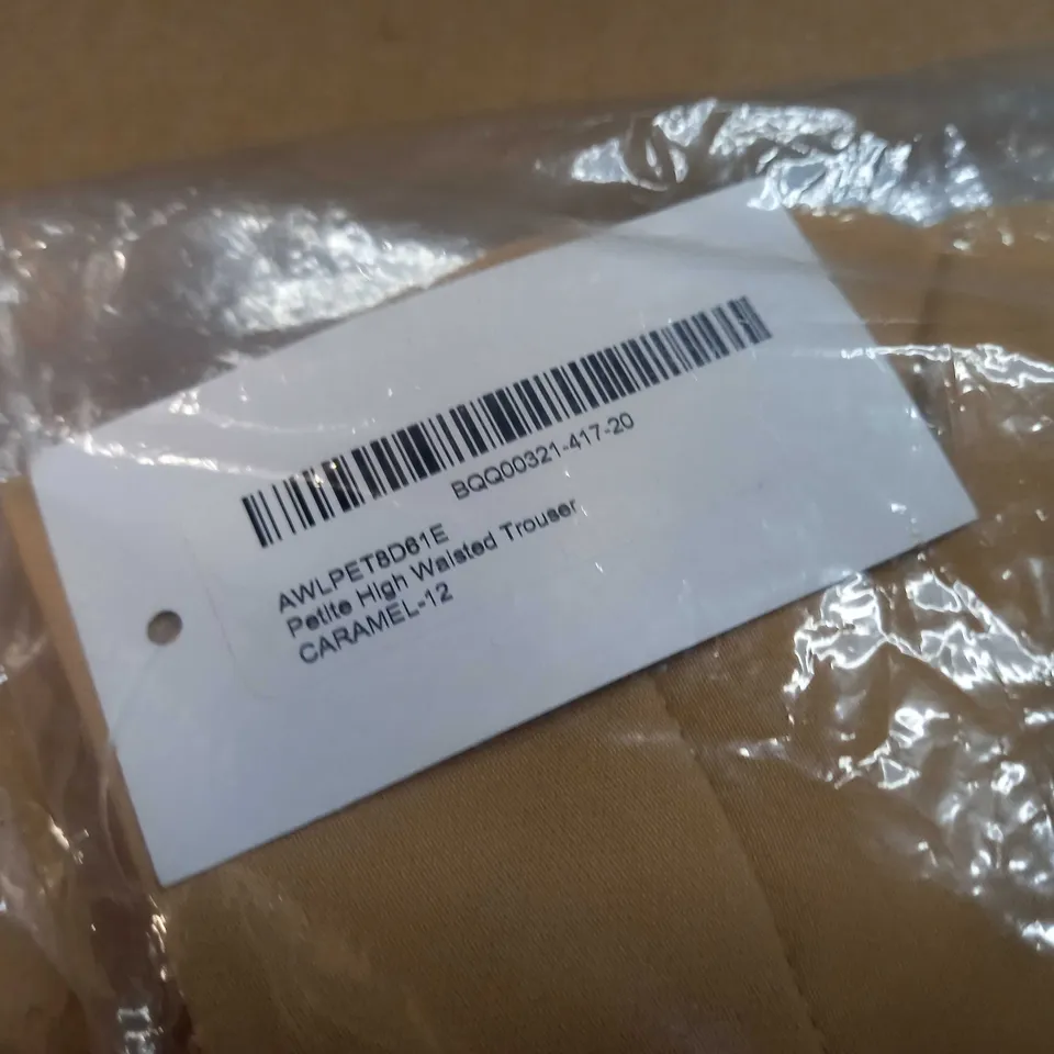 DOROTHY PERKINS CARAMEL PETITE HIGH WAISTED TROUSERS - SIZE 12