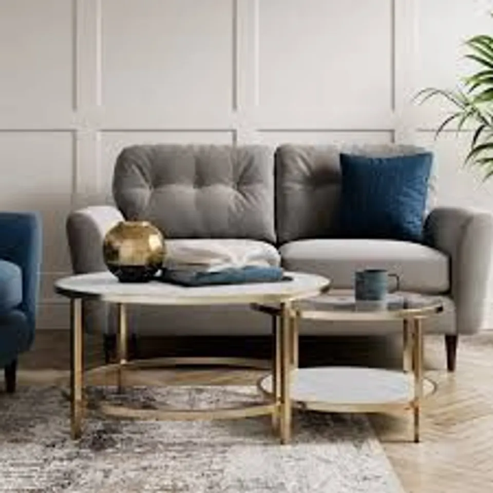 BOXED SOFIA NEST OF TABLES - FAUX MARBLE/GOLD (1 BOX)