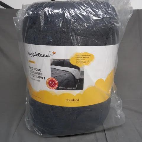HUGGLELAND TWO TONE COVERLESS TEDDY DUVET - PLUS 2 PILLOW CASES - DOUBLE