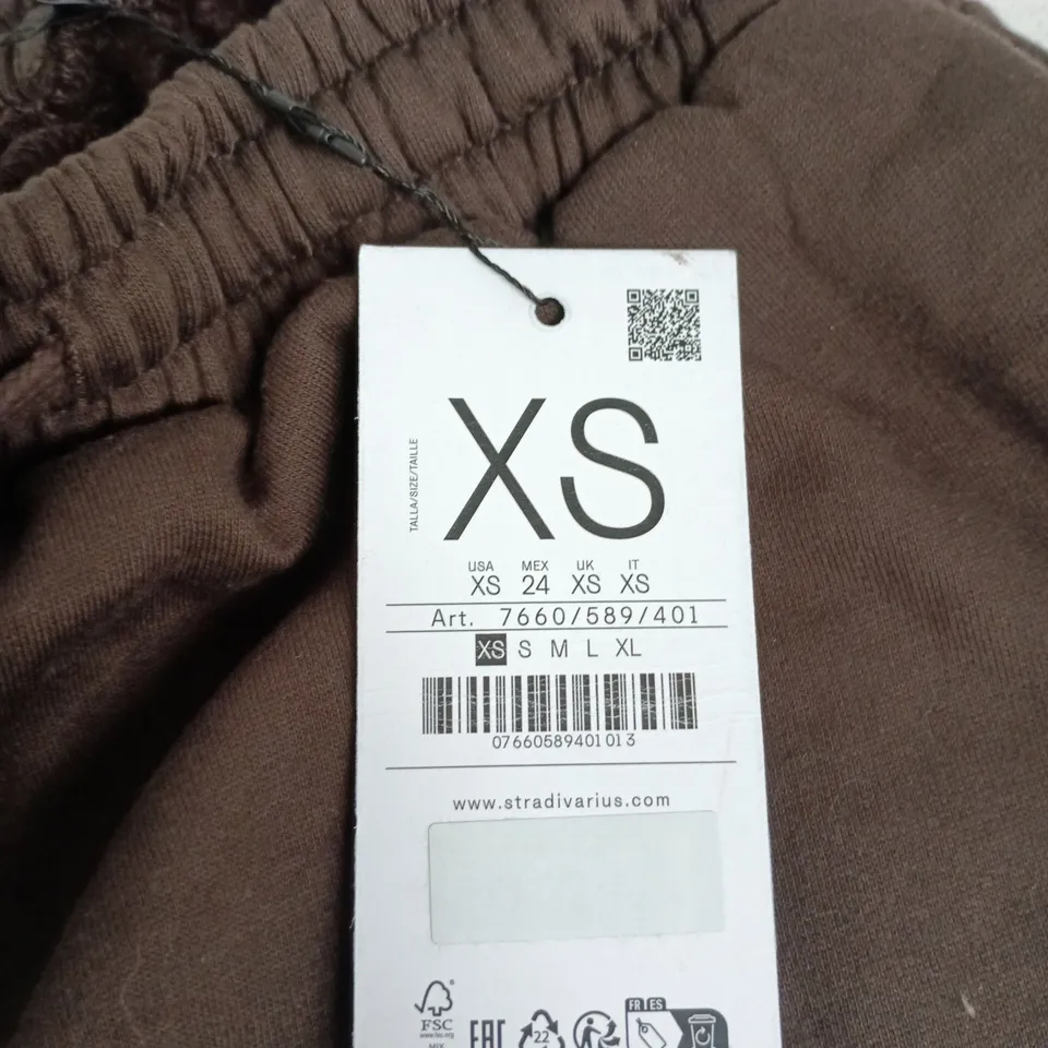 STRADIVARIUS CASUAL SPORT TROUSERS – BROWN, XS (UK XS)