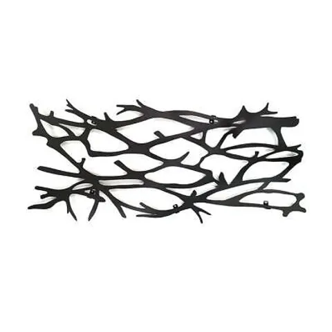 BOXED HOUSE ADDITIONS 18 - HOOK STEEL WALL MOUNTED COAT RACK BLACK 42H X 90W X 3.5CM D