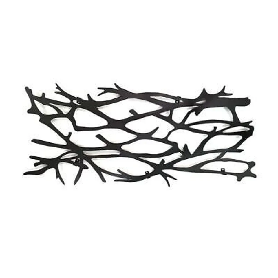 BOXED HOUSE ADDITIONS 18 - HOOK STEEL WALL MOUNTED COAT RACK BLACK 42H X 90W X 3.5CM D