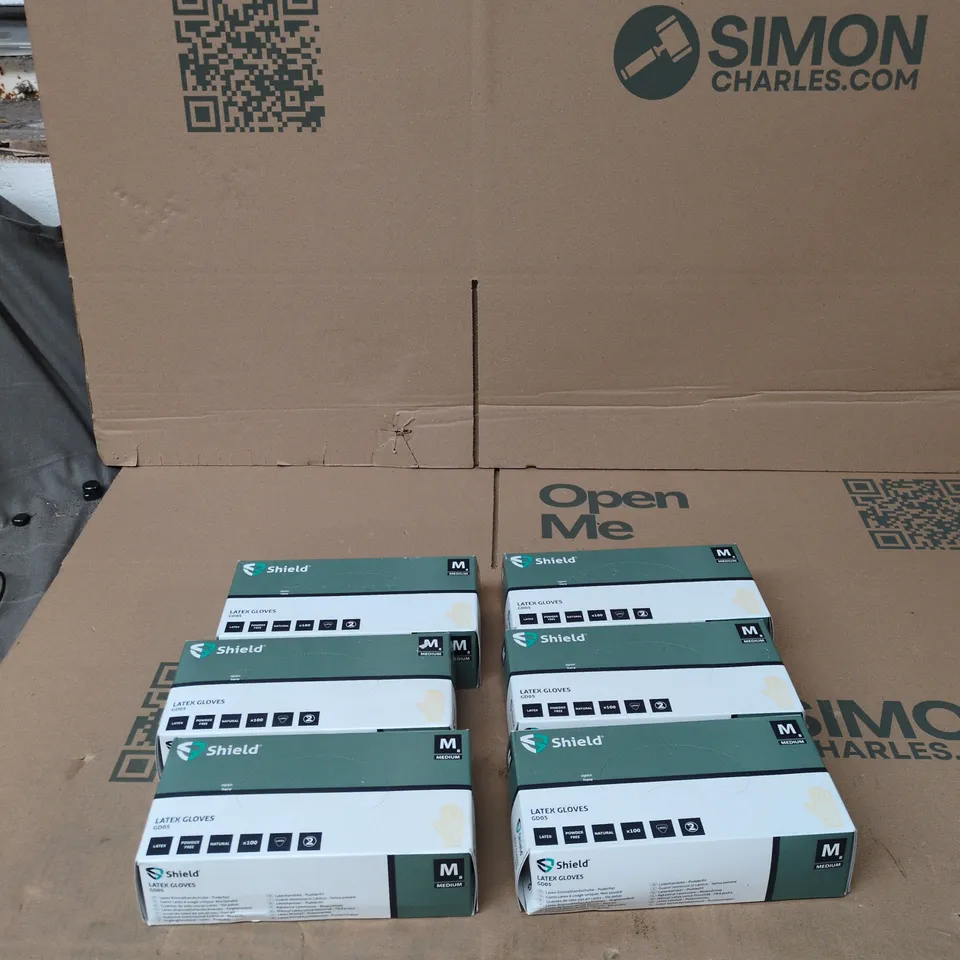 6X BRAND NEW BOXES OF 100X LATEX GLOVES SIZE M 