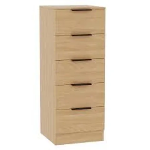 BOXED TREGA 5 DRAWER NARROW CHEST - PINE (1 BOX)