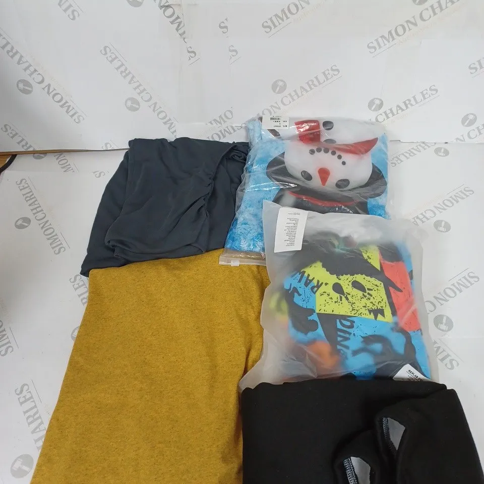 LARGE BOX OF ASSORTED CLOTHING ITEMS IN VARIOUS COLOURS AND SIZES INCLUDING TROUSERS , TOPS AND JUMPERS 