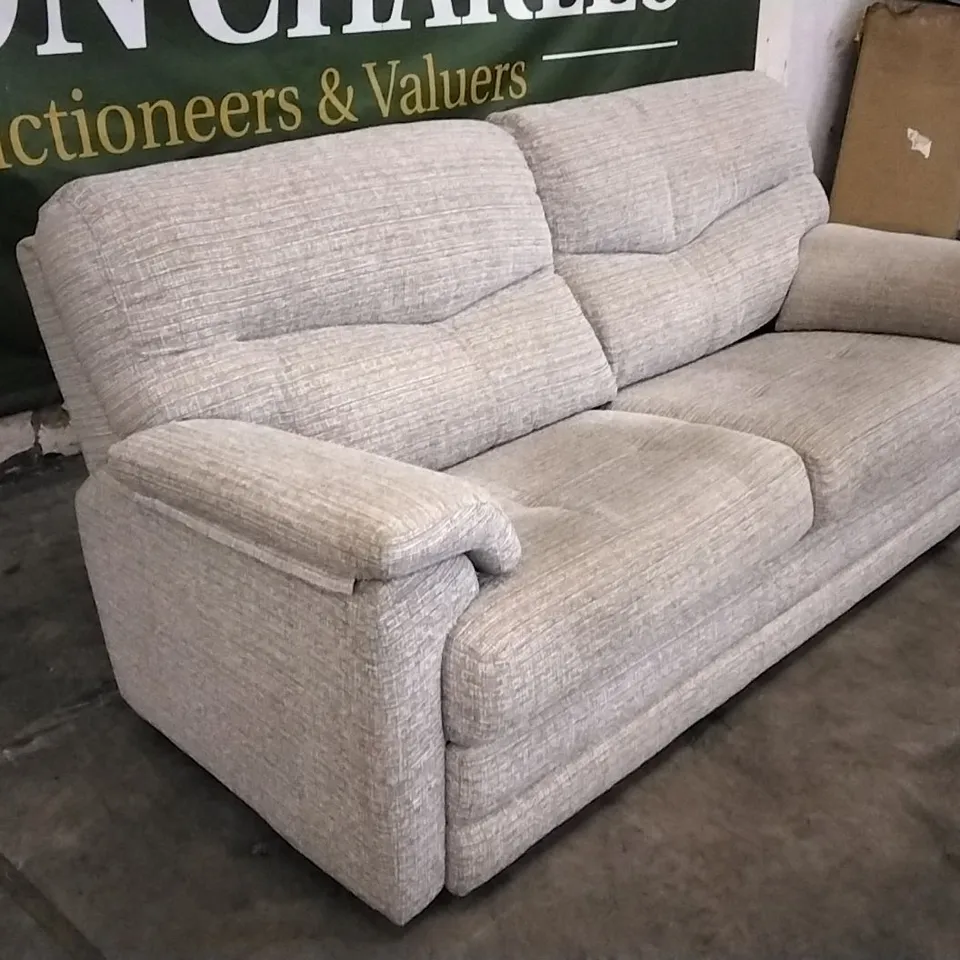 QUALITY BRITISH DESIGNED & MANUFACTURED G PLAN STRATFORD 3 SEATER SOFA LOOM SHALE FABRIC 